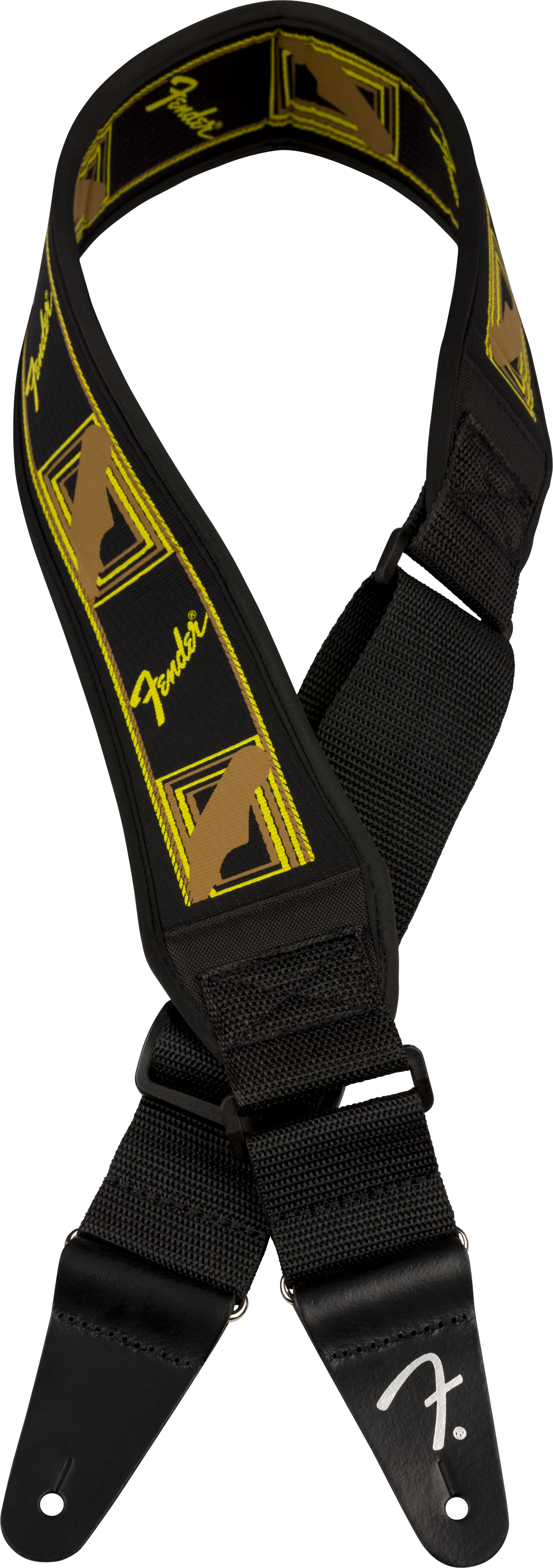 FENDER  Swell™ Neoprene Strap, Blk/Ylw/Brn Mono, 2.5"