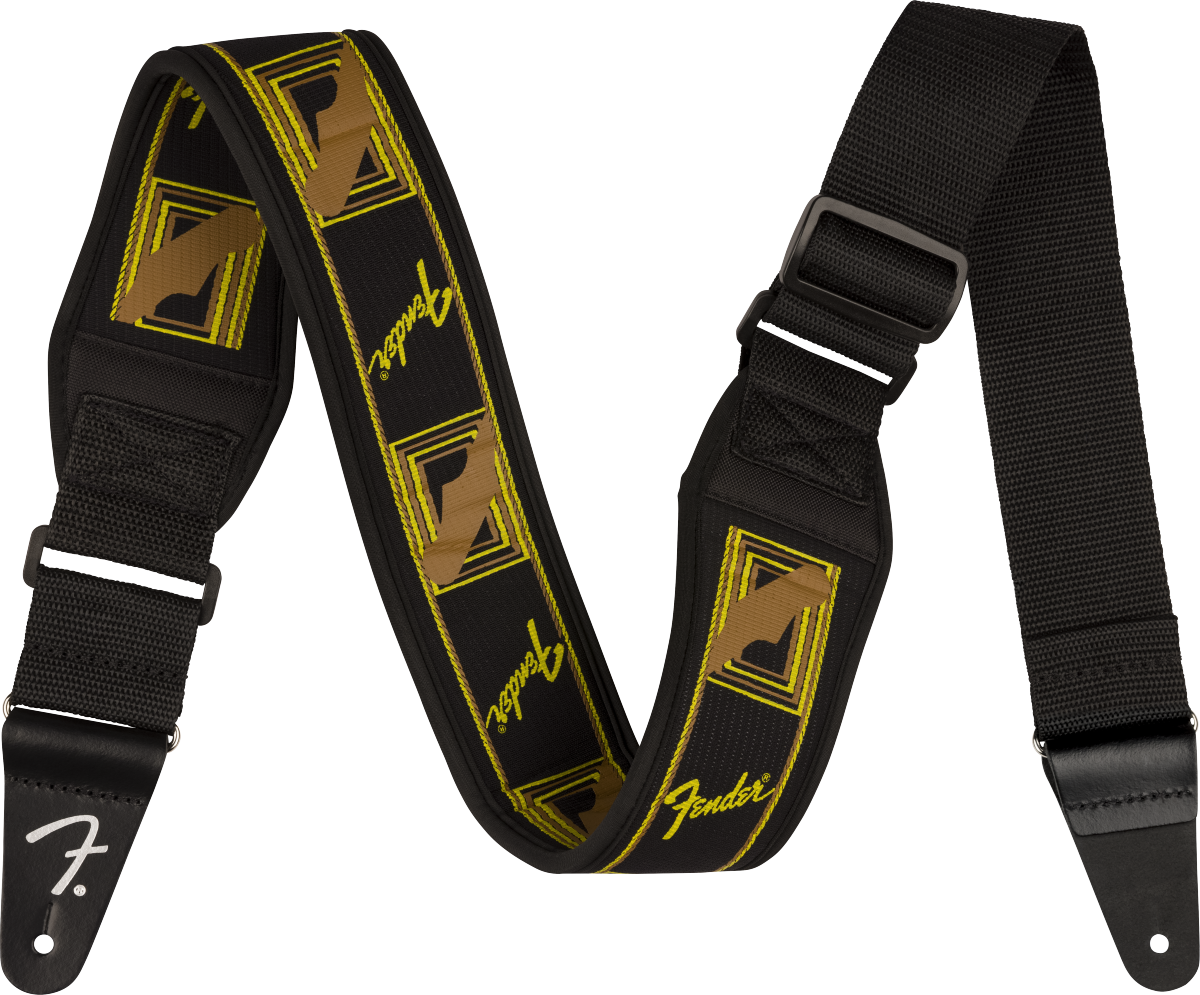 FENDER  Swell™ Neoprene Strap, Blk/Ylw/Brn Mono, 2.5"