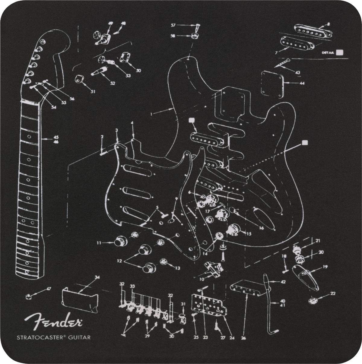 Fender Mousepad, Exploded Strat