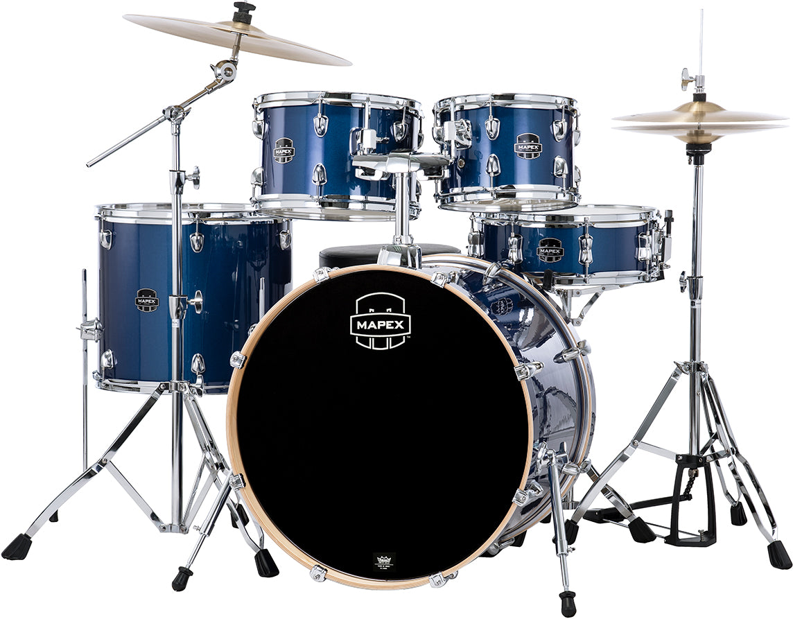 Mapex Venus 5-Piece Rock Complete Drum Set- Blue Sky Sparkle - Metronome Music Inc.