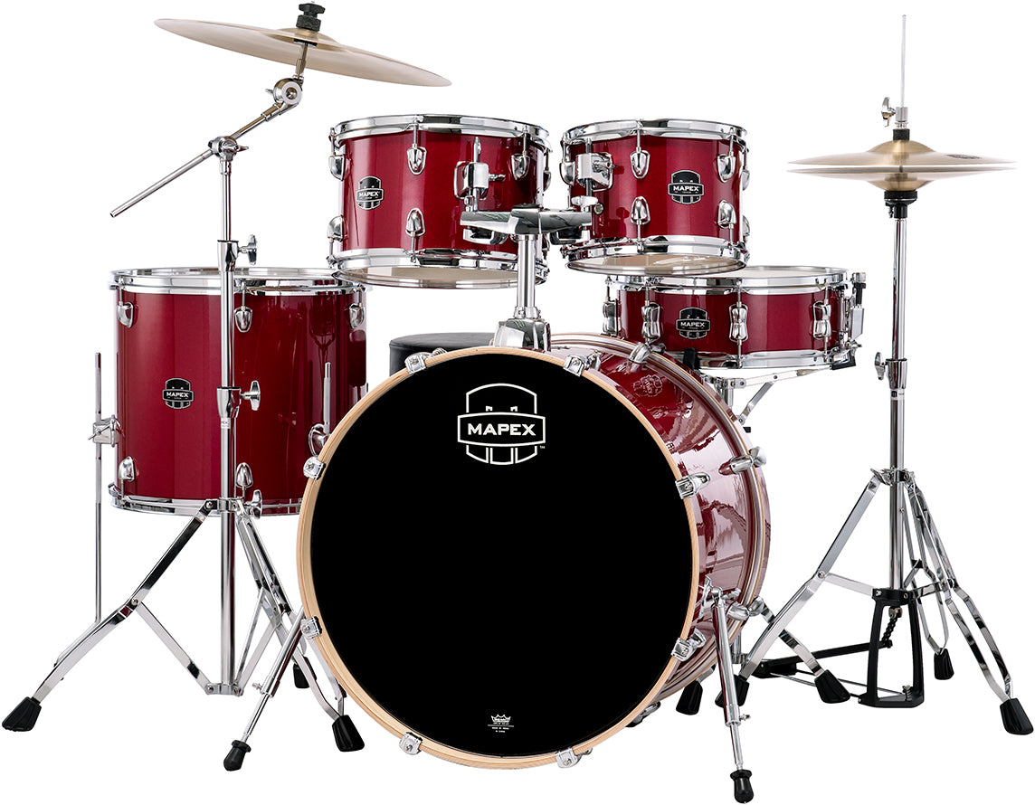 Mapex Venus 5-Piece Rock Complete Drum Set- Crimson Red Sparkle - Metronome Music Inc.