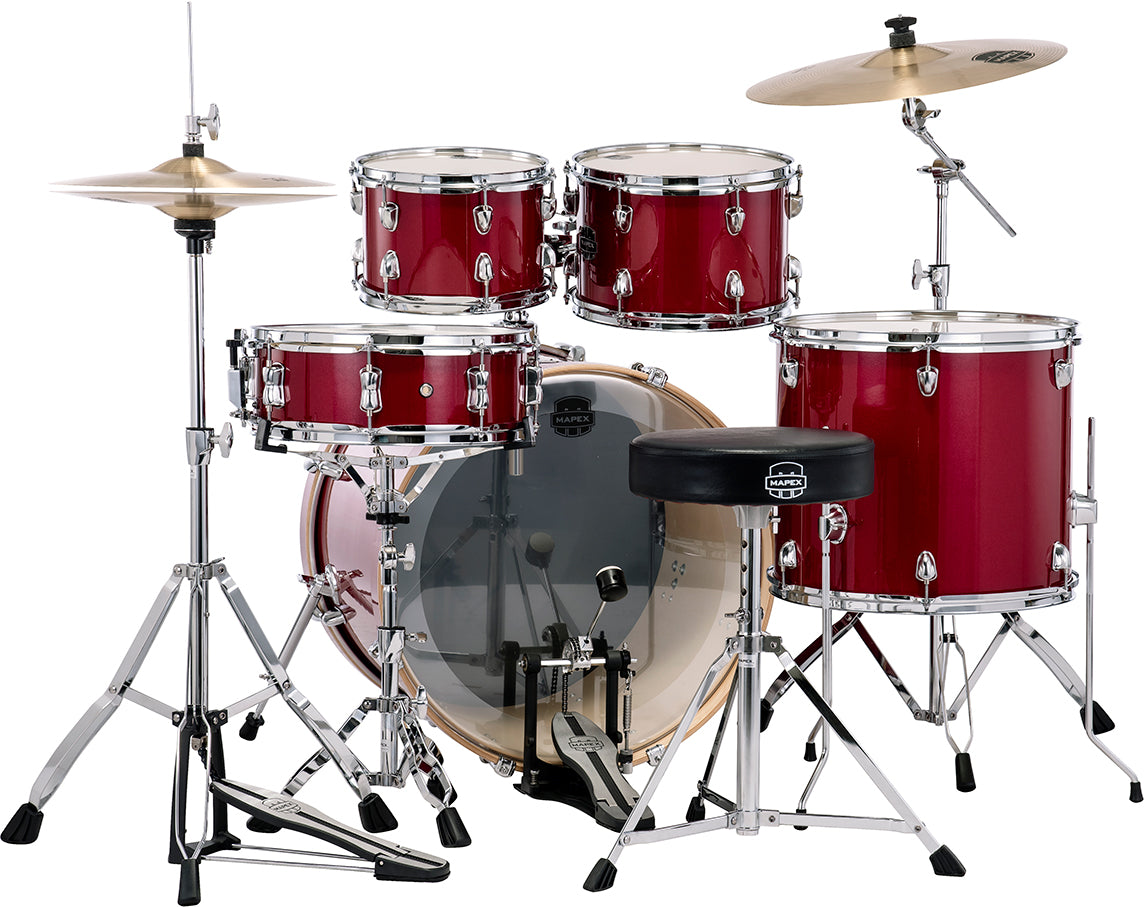 Mapex Venus 5-Piece Rock Complete Drum Set- Crimson Red Sparkle - Metronome Music Inc.