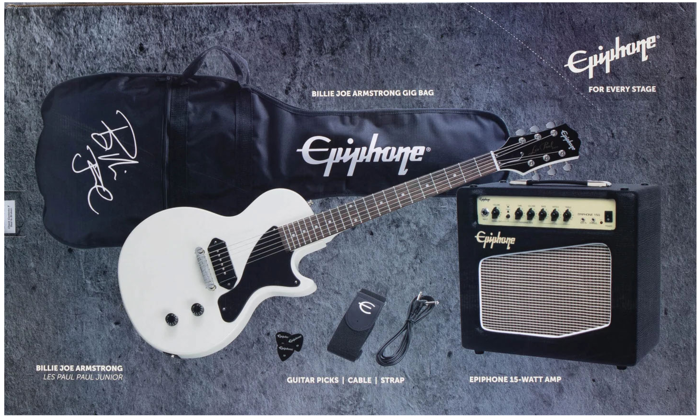 Epiphone Billie Joe Armstrong Les Paul Junior Player Pack - Classic White - Metronome Music Inc.