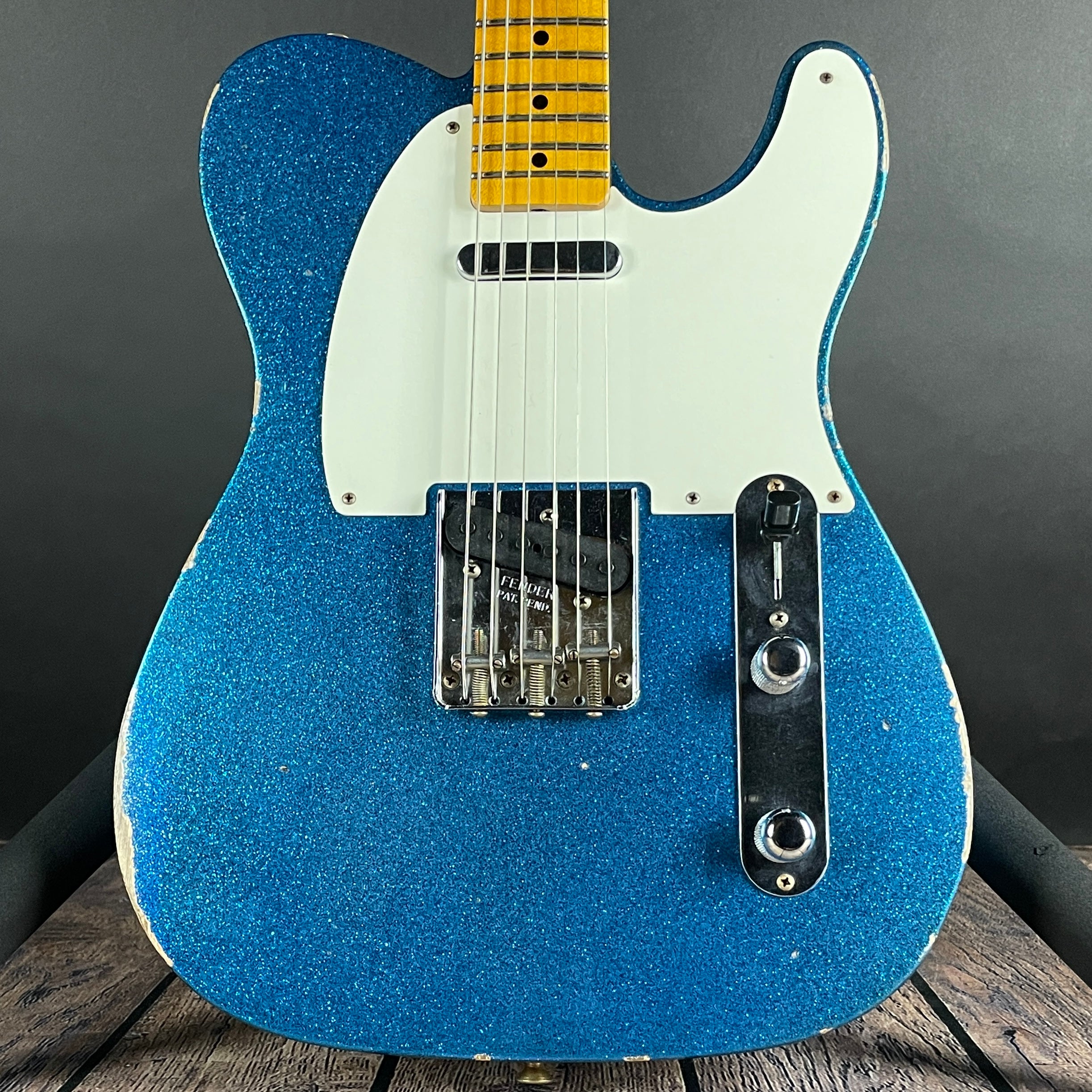 Fender Custom Shop LTD 1955 Telecaster, Relic- Aged Blue Sparkle (7lbs 8oz) - Metronome Music Inc.